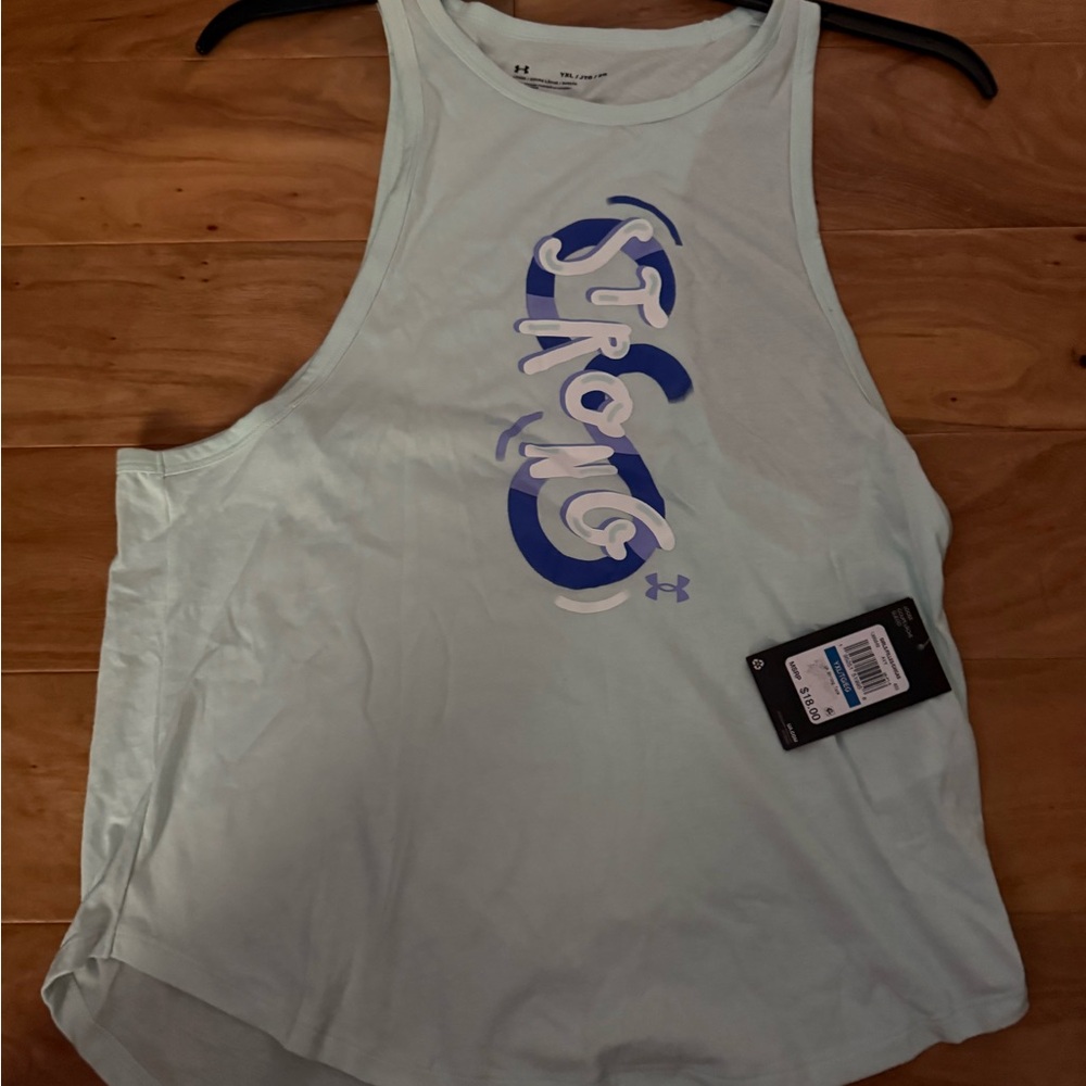 Under Armour Mint Green Tank with Blue Graphic